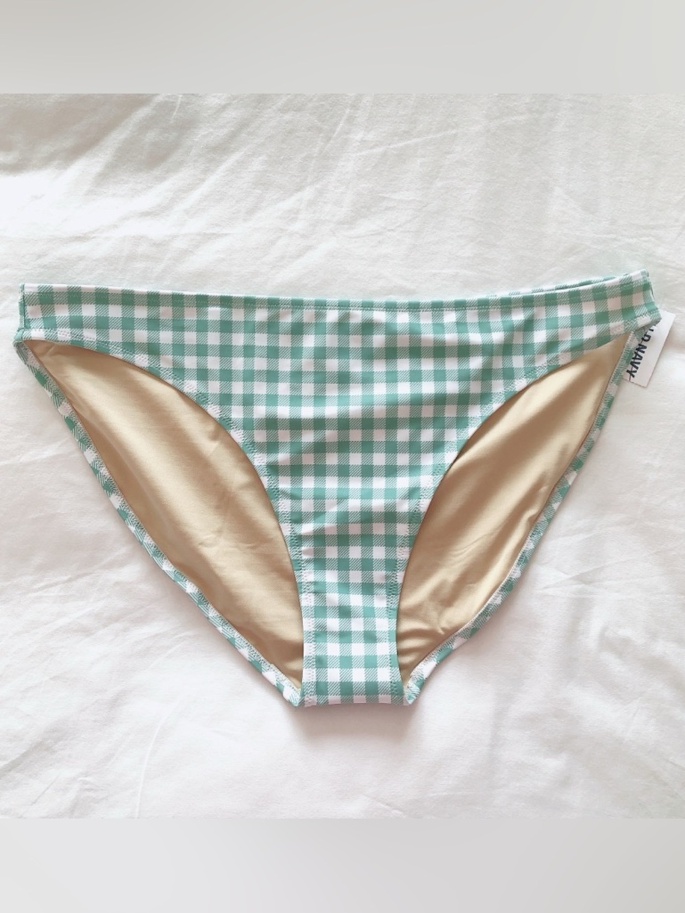 Old Navy bikini bottoms XL light green gingham swimsuit bathing suit